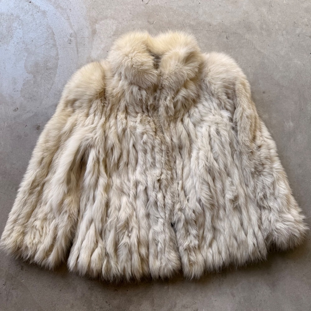 Scandinavian Fur Company Cream Fox Fur Jacket Vintage Size M Cream Luxe Coat